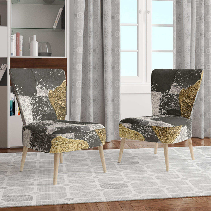 Gold Glamour Squares I Modern Accent Chair