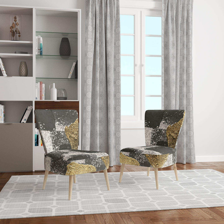 Gold Glamour Squares I Modern Accent Chair