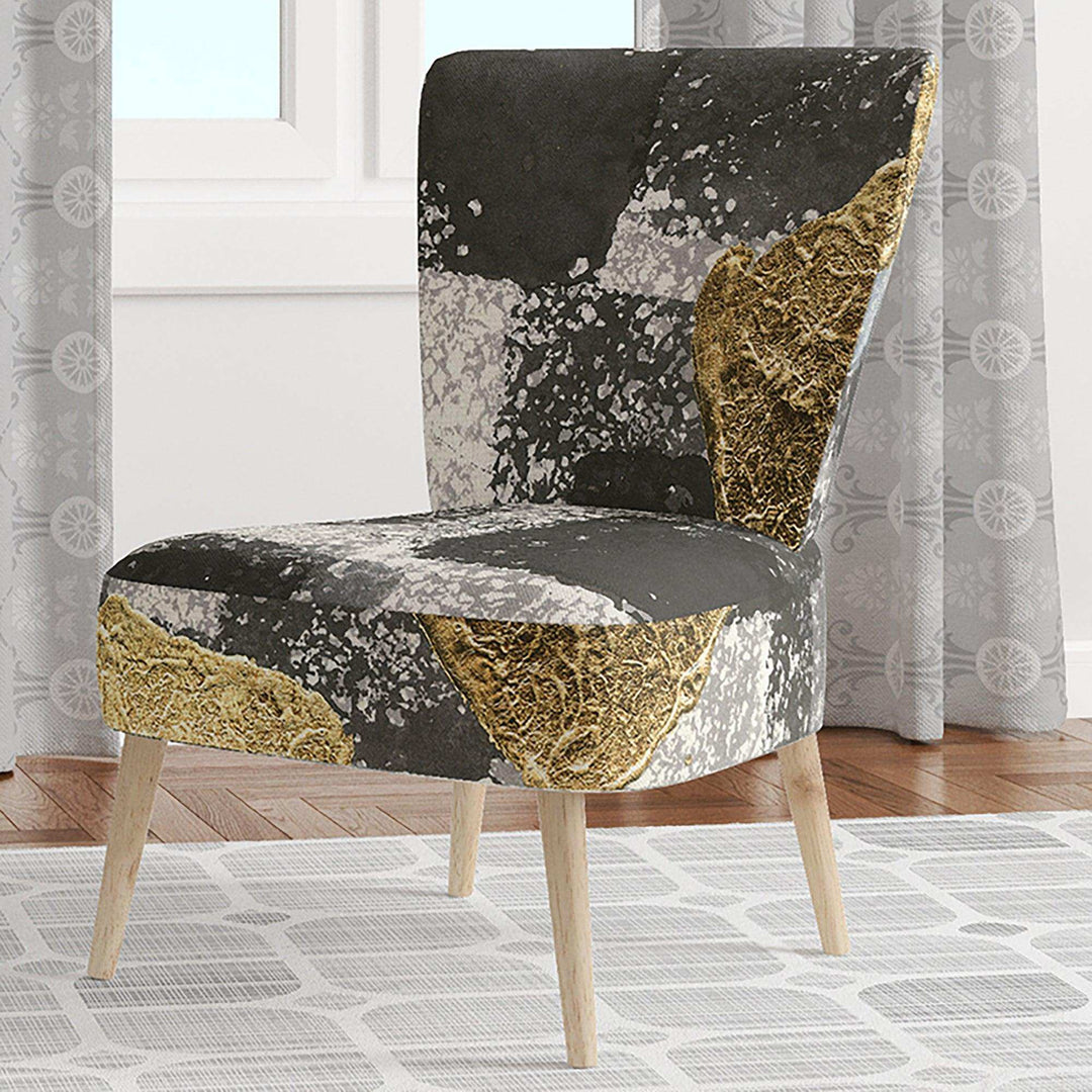 Gold Glamour Squares I Modern Accent Chair