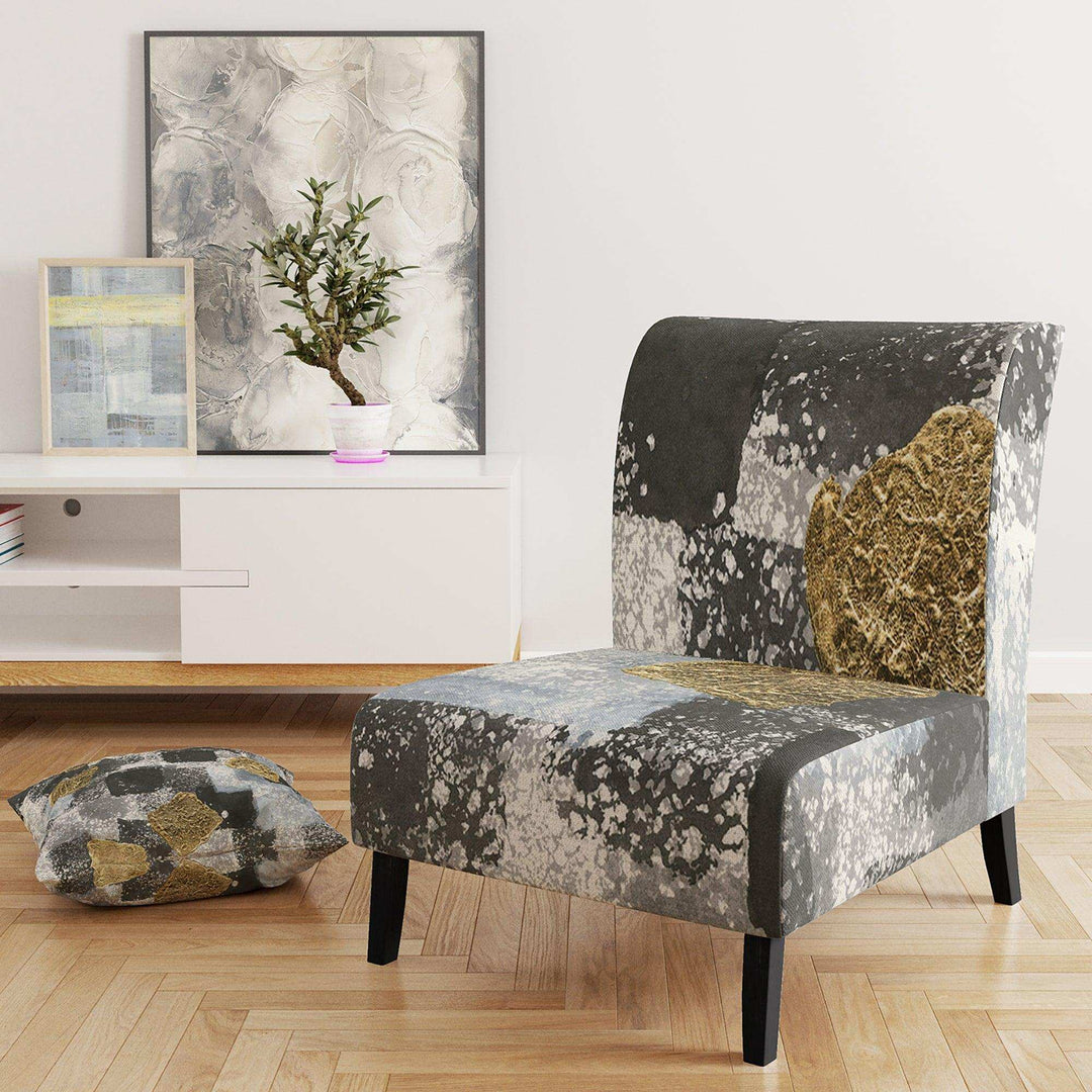 Gold Glamour Squares I Modern Accent Chair