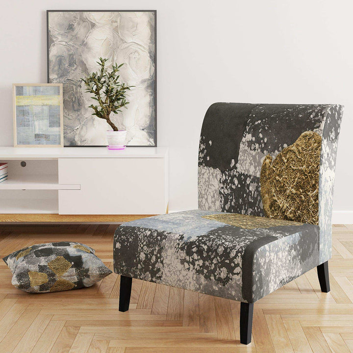 Gold Glamour Squares I Modern Accent Chair