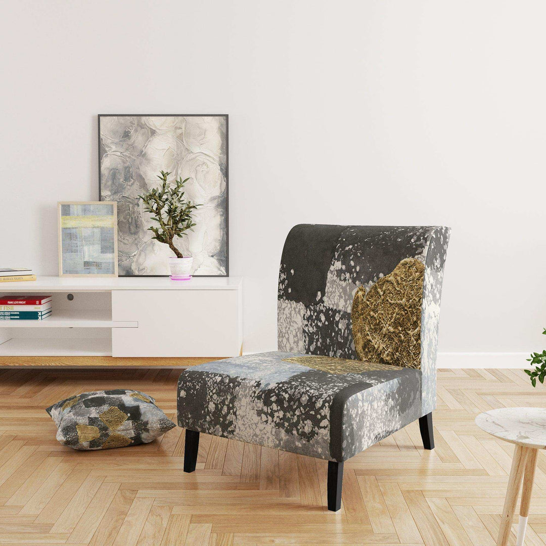 Gold Glamour Squares I Modern Accent Chair