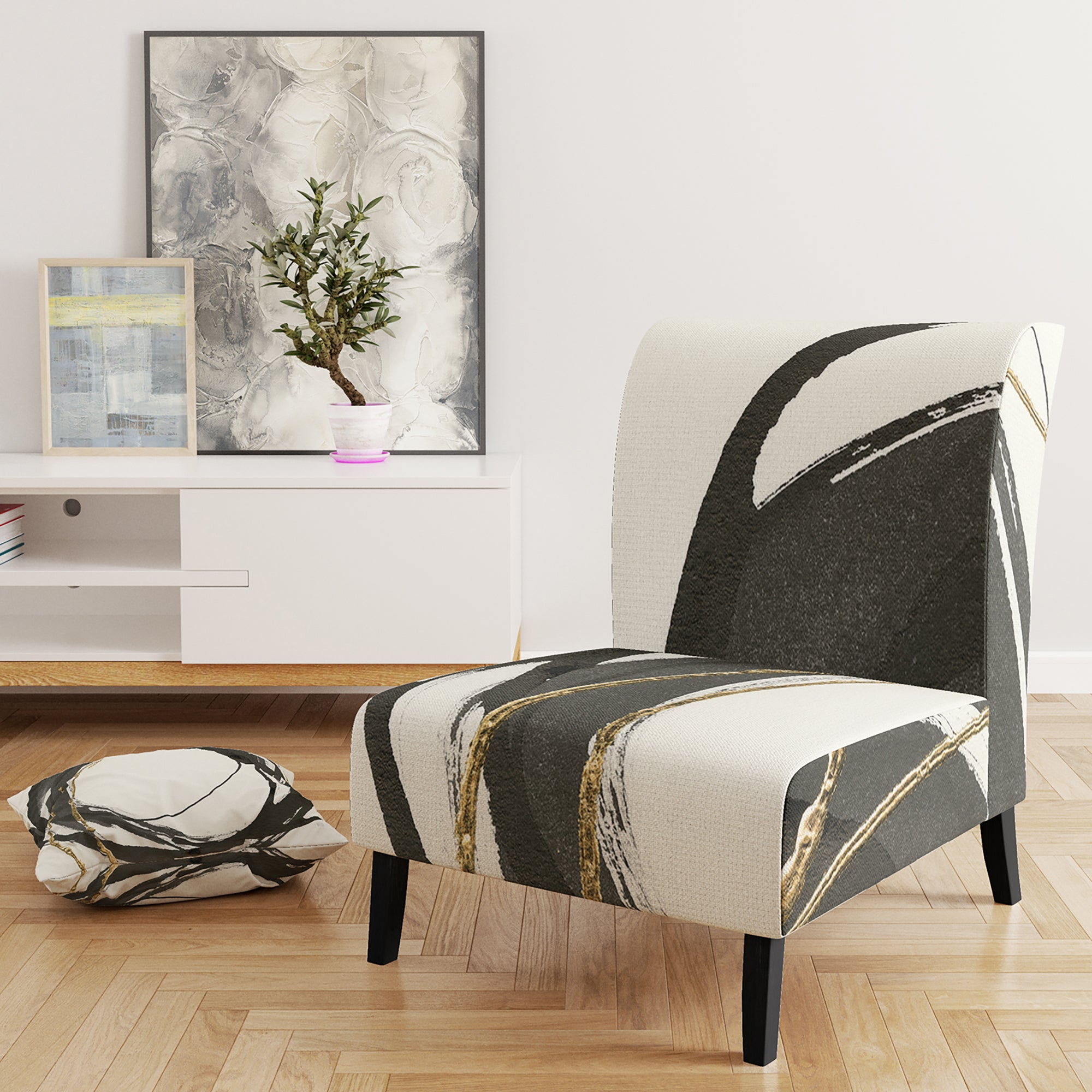 Gold Glamour Circle I Glam Accent Chair