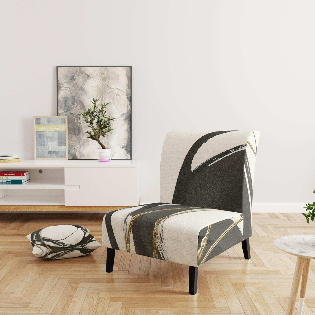 Gold Glamour Circle I Glam Accent Chair