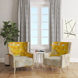 Glam Yellow Explosion Blocks Modern Accent Chair