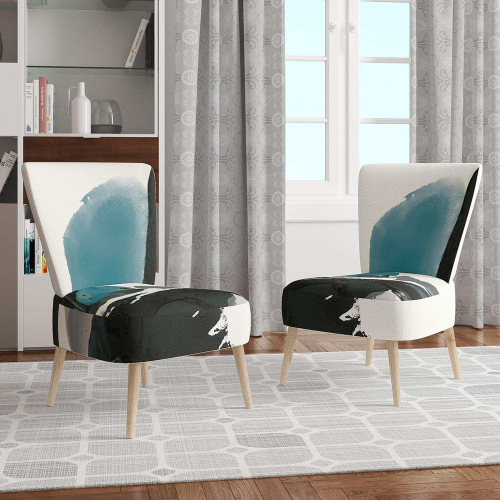 Geometric Black and Teal IV Modern Accent Chair