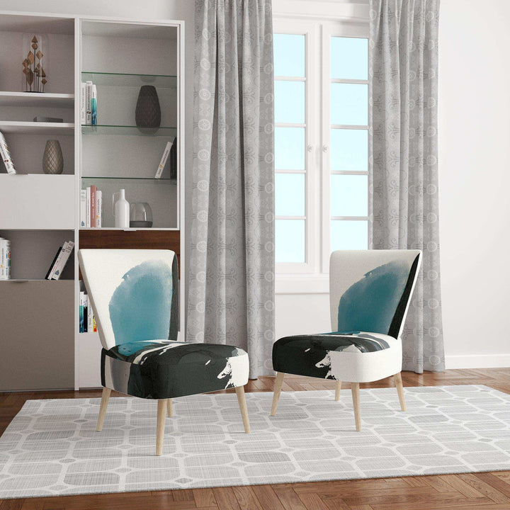 Geometric Black and Teal IV Modern Accent Chair