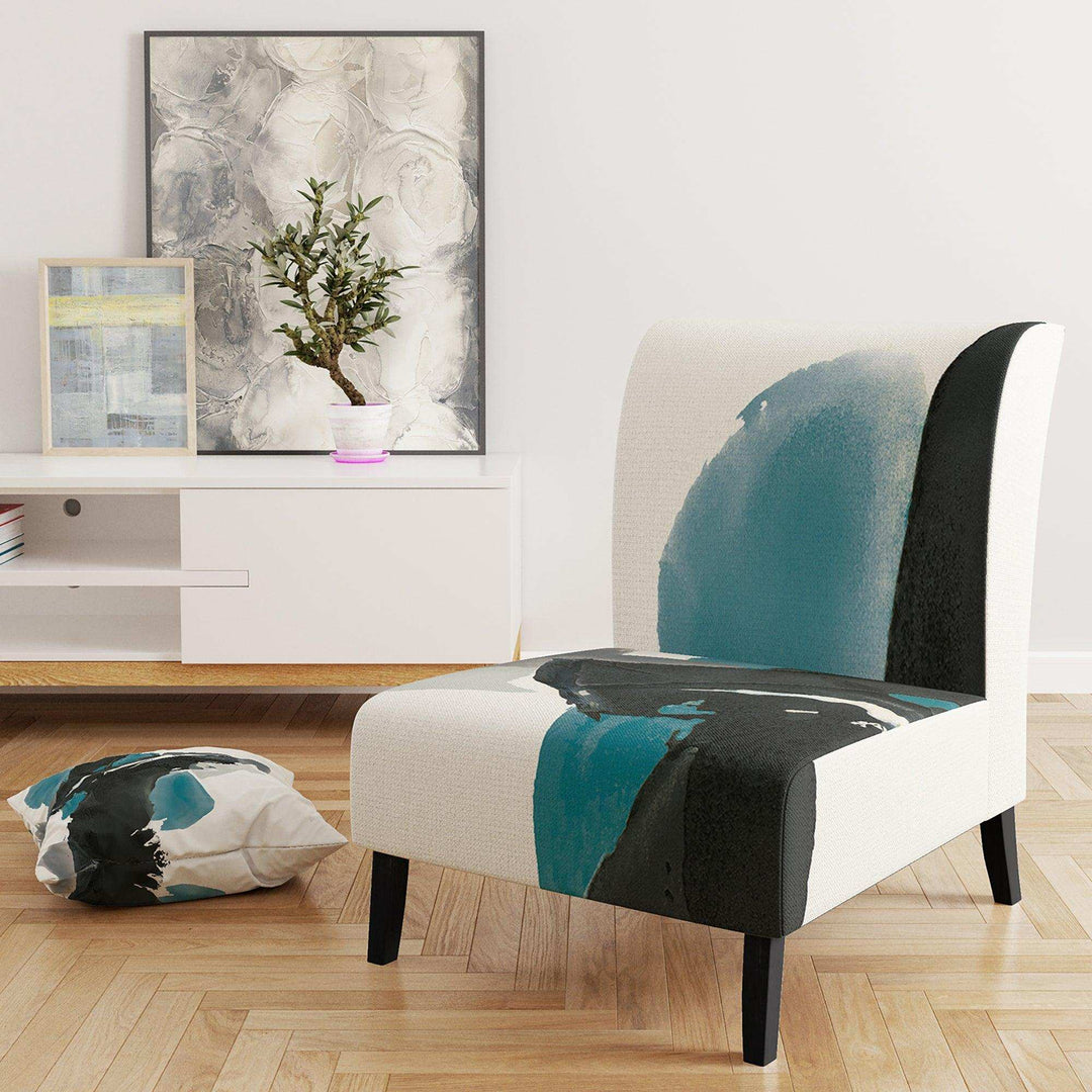 Geometric Black and Teal IV Modern Accent Chair