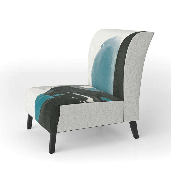 Geometric Black and Teal IV Modern Accent Chair