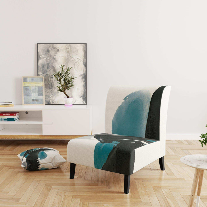 Geometric Black and Teal IV Modern Accent Chair