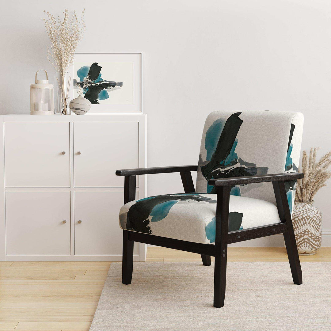 Geometric Black and Teal IV Modern Accent Chair