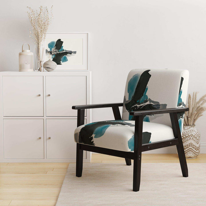 Geometric Black and Teal IV Modern Accent Chair