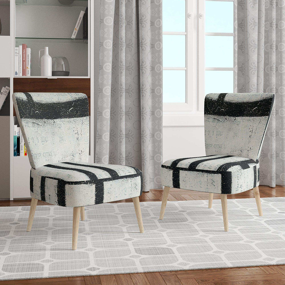Black and White Labyrinth geometric Mid-Century Accent Chair