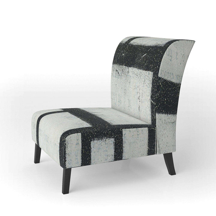 Black and White Labyrinth geometric Mid-Century Accent Chair