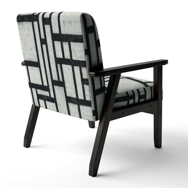 Black and White Labyrinth geometric Mid-Century Accent Chair