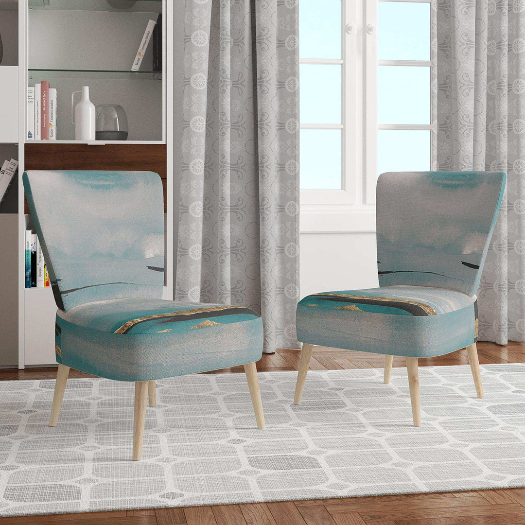 Glam Teal Watercolor I Modern Accent Chair
