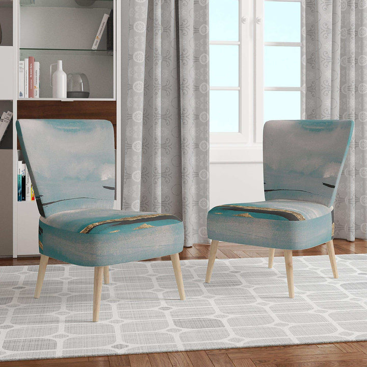 Glam Teal Watercolor I Modern Accent Chair