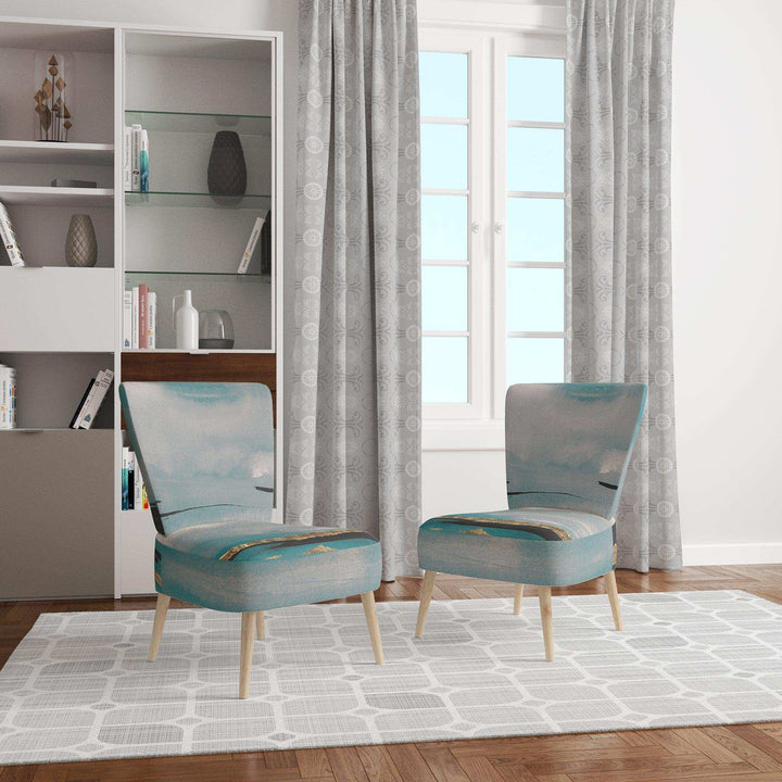 Glam Teal Watercolor I Modern Accent Chair