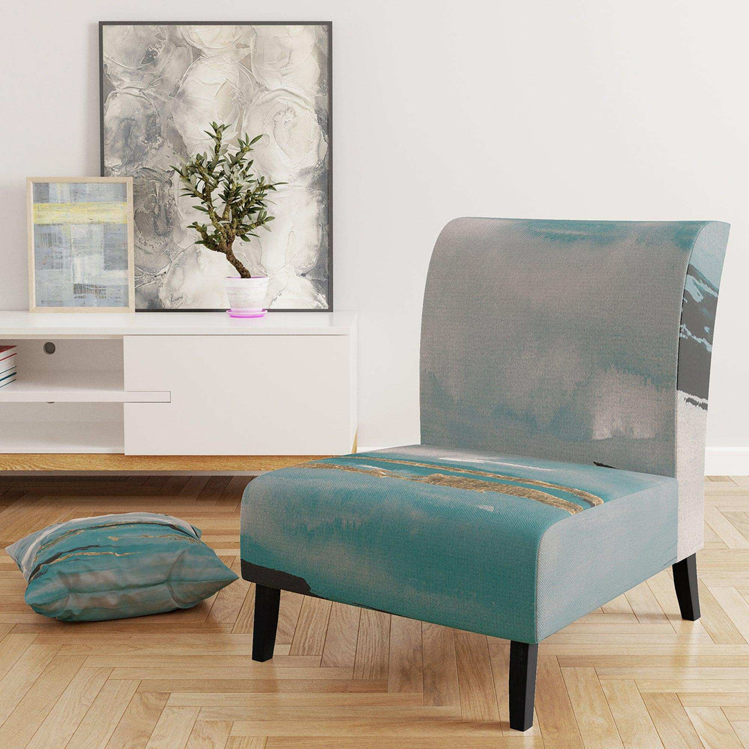Glam Teal Watercolor I Modern Accent Chair
