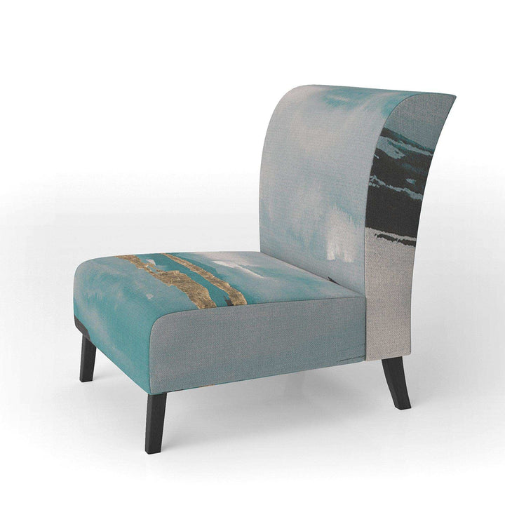 Glam Teal Watercolor I Modern Accent Chair