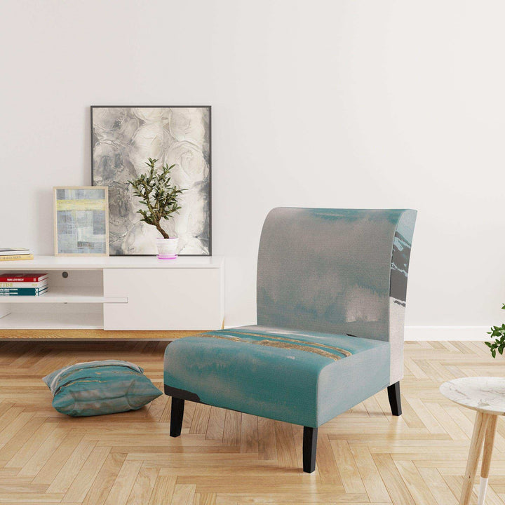 Glam Teal Watercolor I Modern Accent Chair