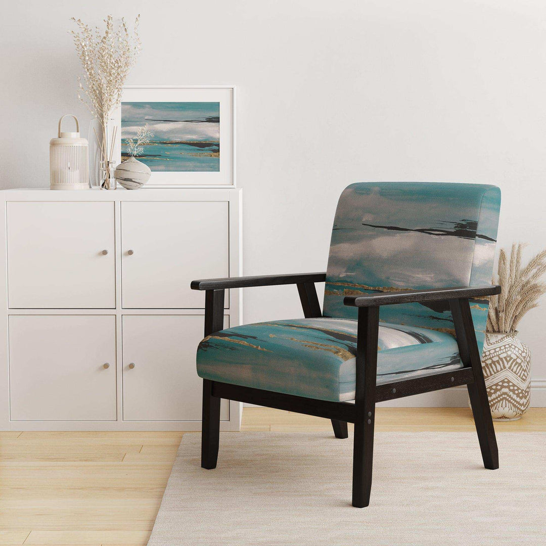 Glam Teal Watercolor I Modern Accent Chair