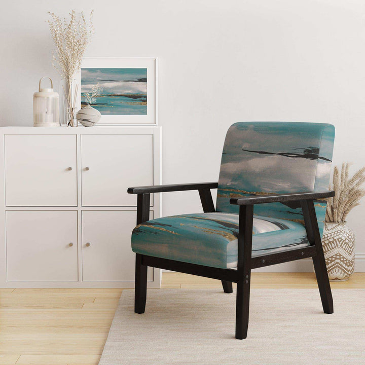 Glam Teal Watercolor I Modern Accent Chair