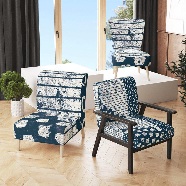 Indigo striples and Tile Modern Accent Chair