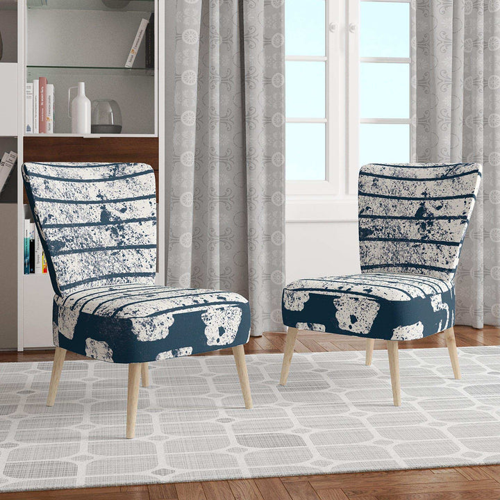 Indigo striples and Tile Modern Accent Chair