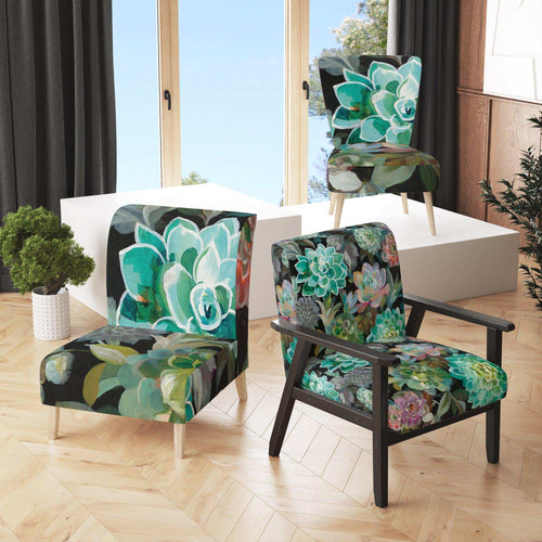 Floral Succulents - Traditional Accent Chair