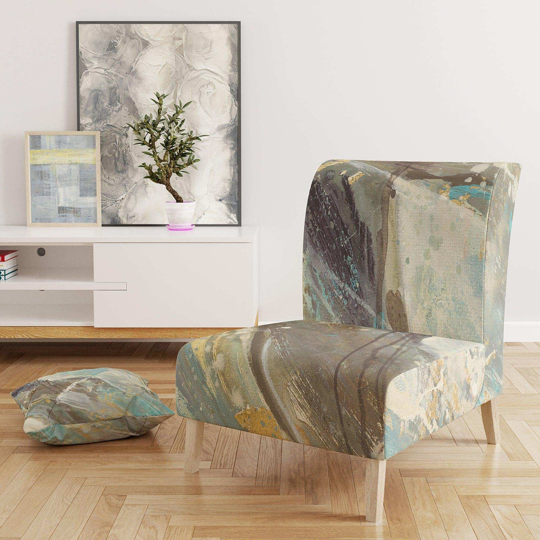 Blue Geometric Water - Modern Accent Chair