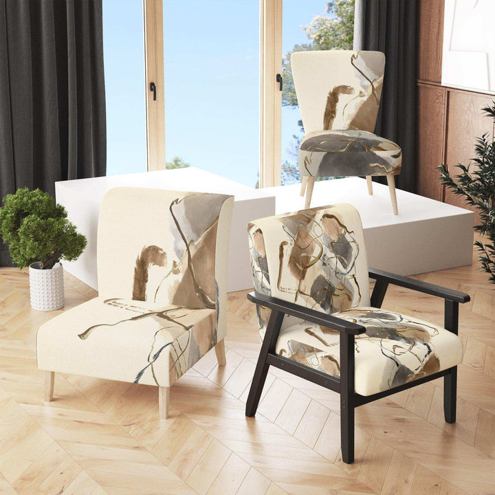 Gold Glam Squares III Modern Accent Chair