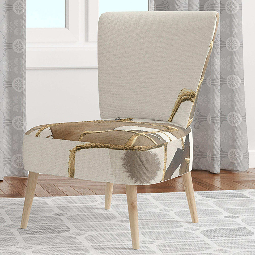 Gold Glam Squares III Modern Accent Chair