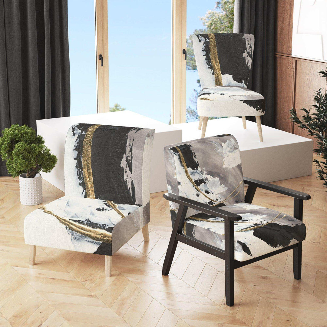 Glam Painted Arcs II Transitional Accent Chair