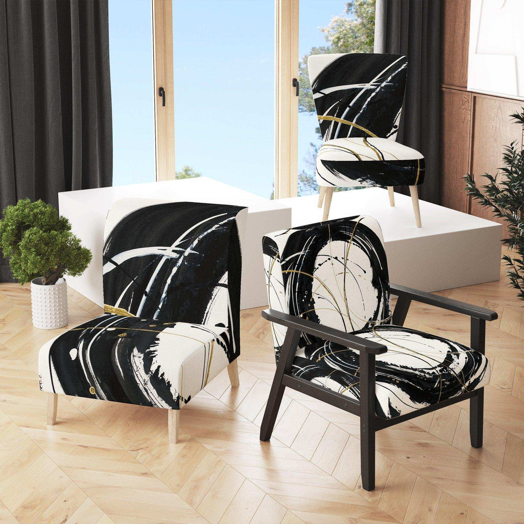 Gold Metallic Circle Modern Glam Accent Chair