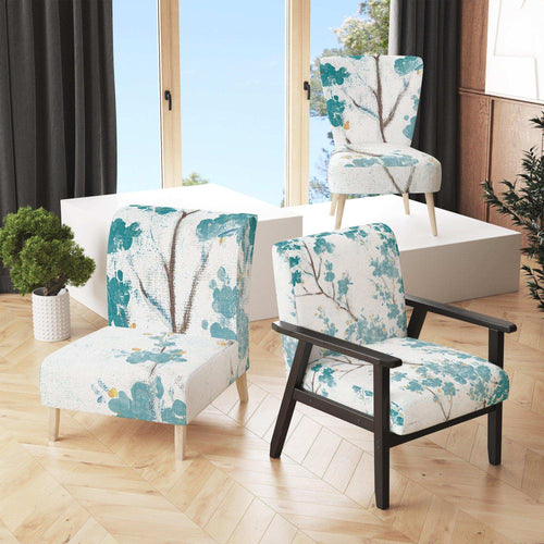 Teal Cherry Blossoms II - Traditional Accent Chair
