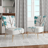 Teal Cherry Blossoms II Tranditional Accent Chair
