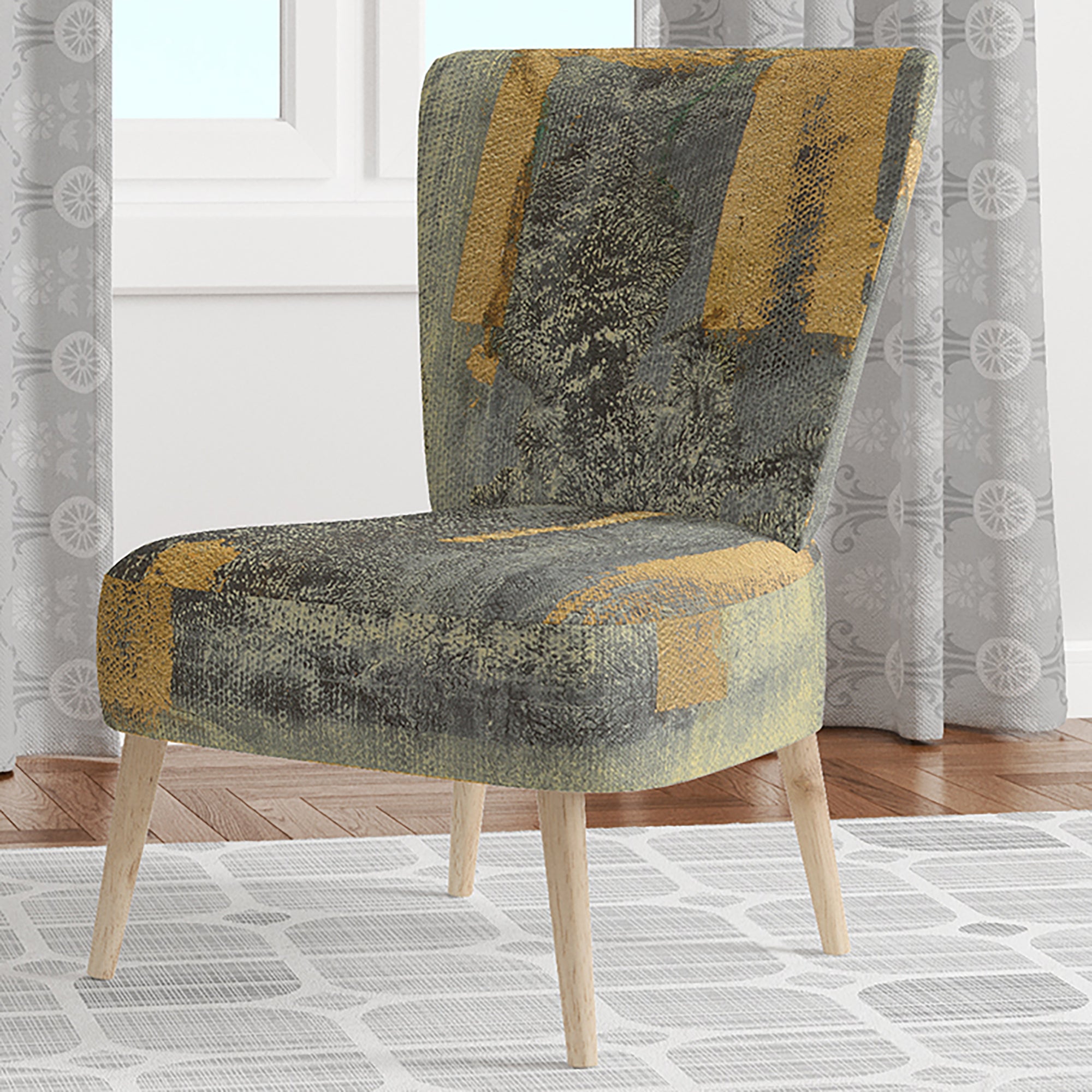 Glam Metallic Form II Modern Accent Chair