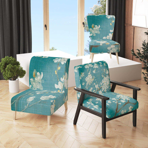 Blue Cherry Blossoms II - Cabin & Lodge Accent Chair