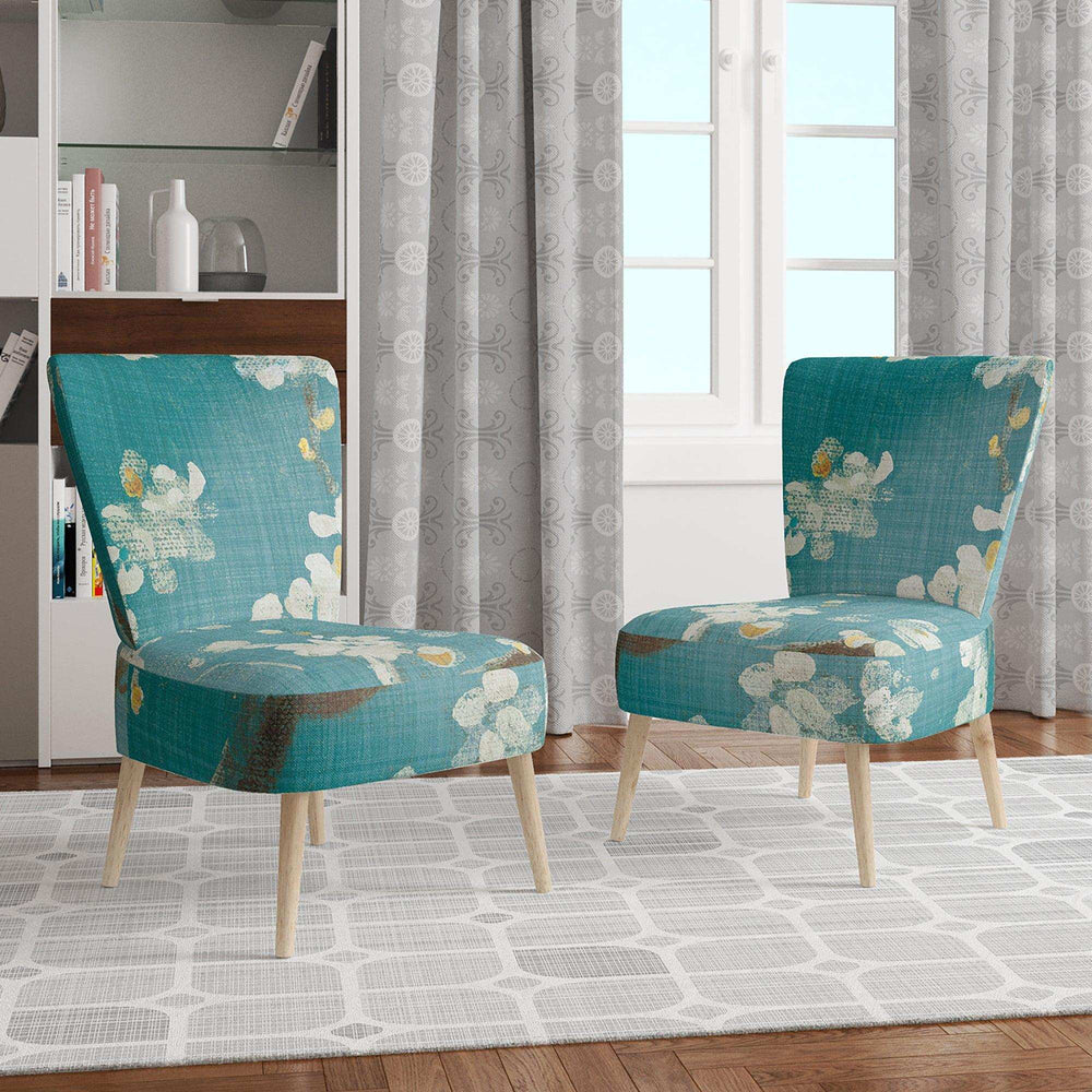 Blue Cherry Blossoms II Cabin & Lodge Accent Chair