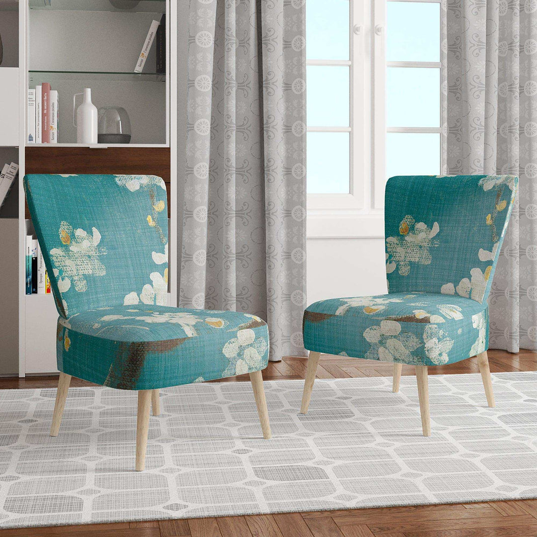 Blue Cherry Blossoms II Cabin &amp; Lodge Accent Chair