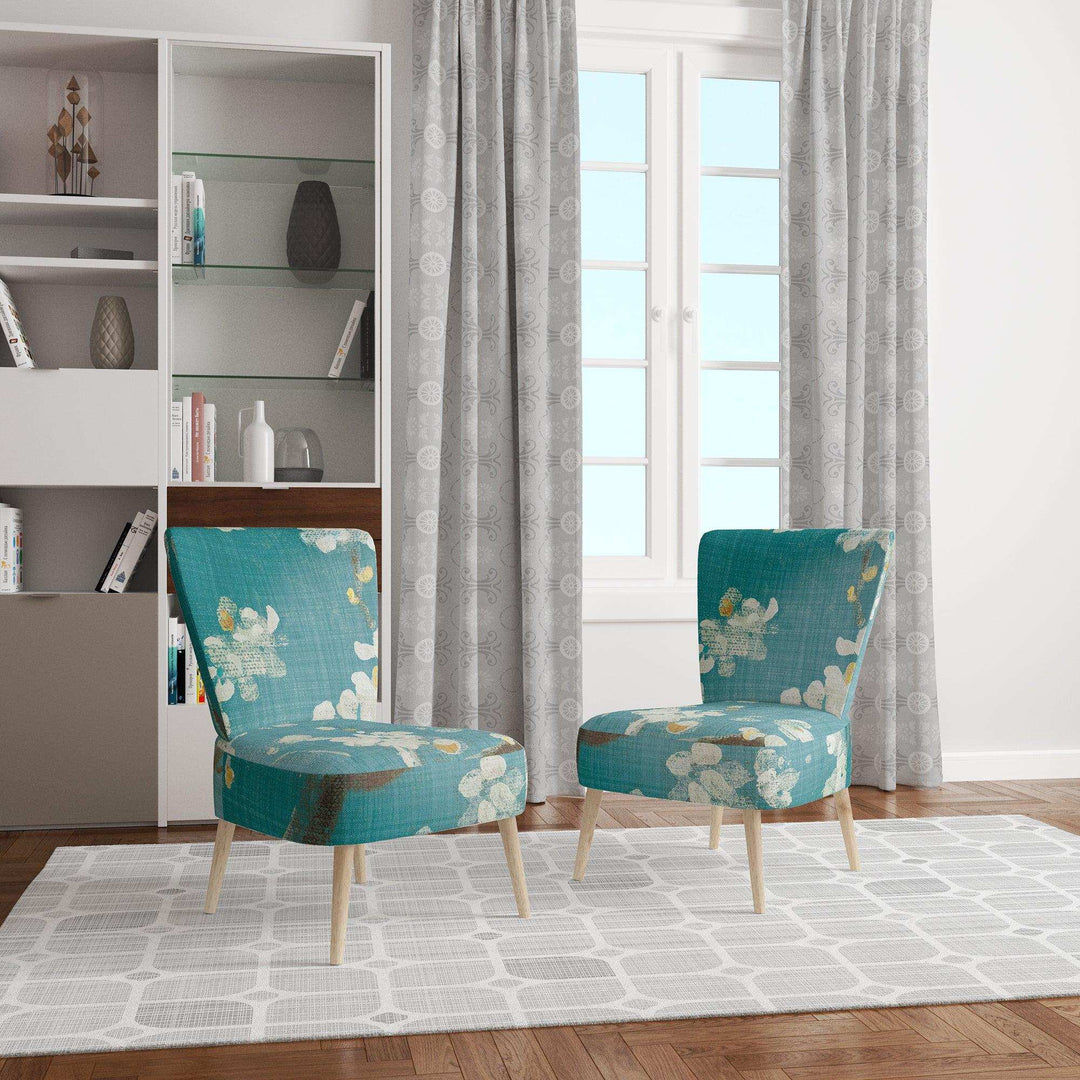 Blue Cherry Blossoms II Cabin &amp; Lodge Accent Chair