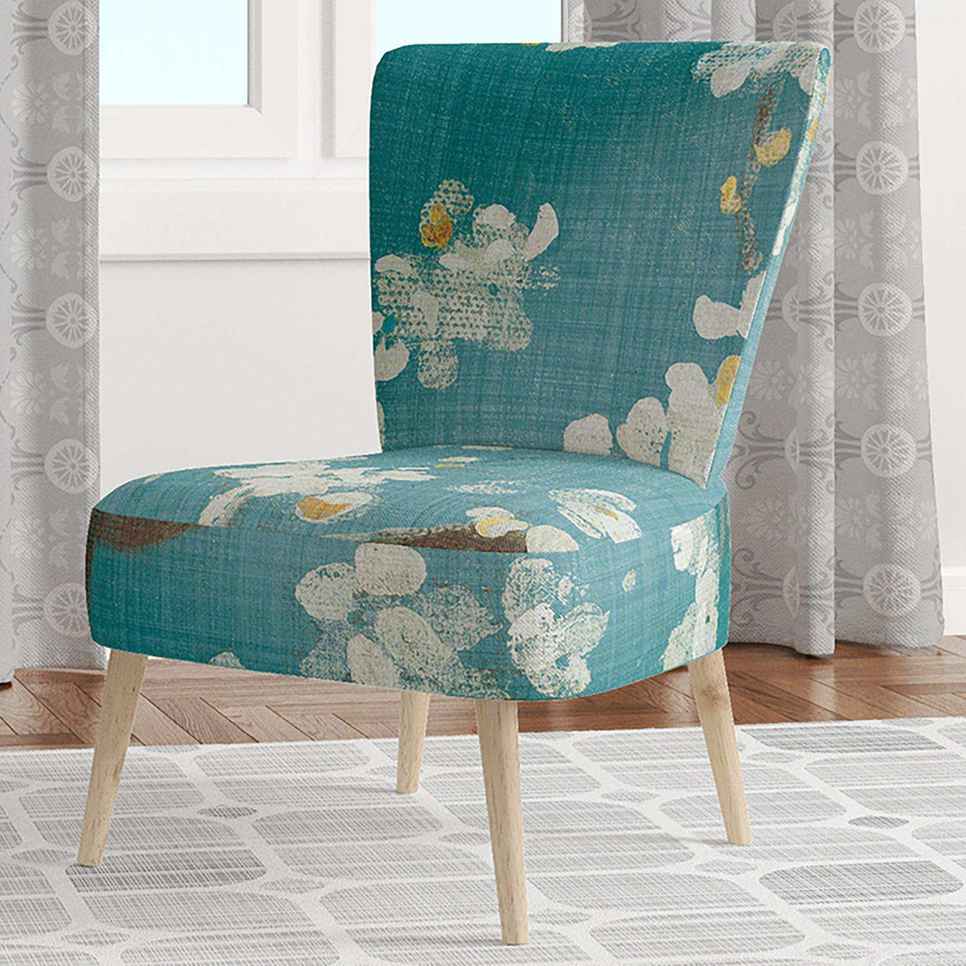 Blue Cherry Blossoms II Cabin &amp; Lodge Accent Chair