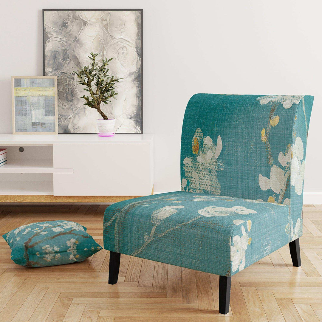 Blue Cherry Blossoms II Cabin &amp; Lodge Accent Chair