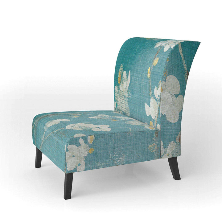Blue Cherry Blossoms II Cabin &amp; Lodge Accent Chair