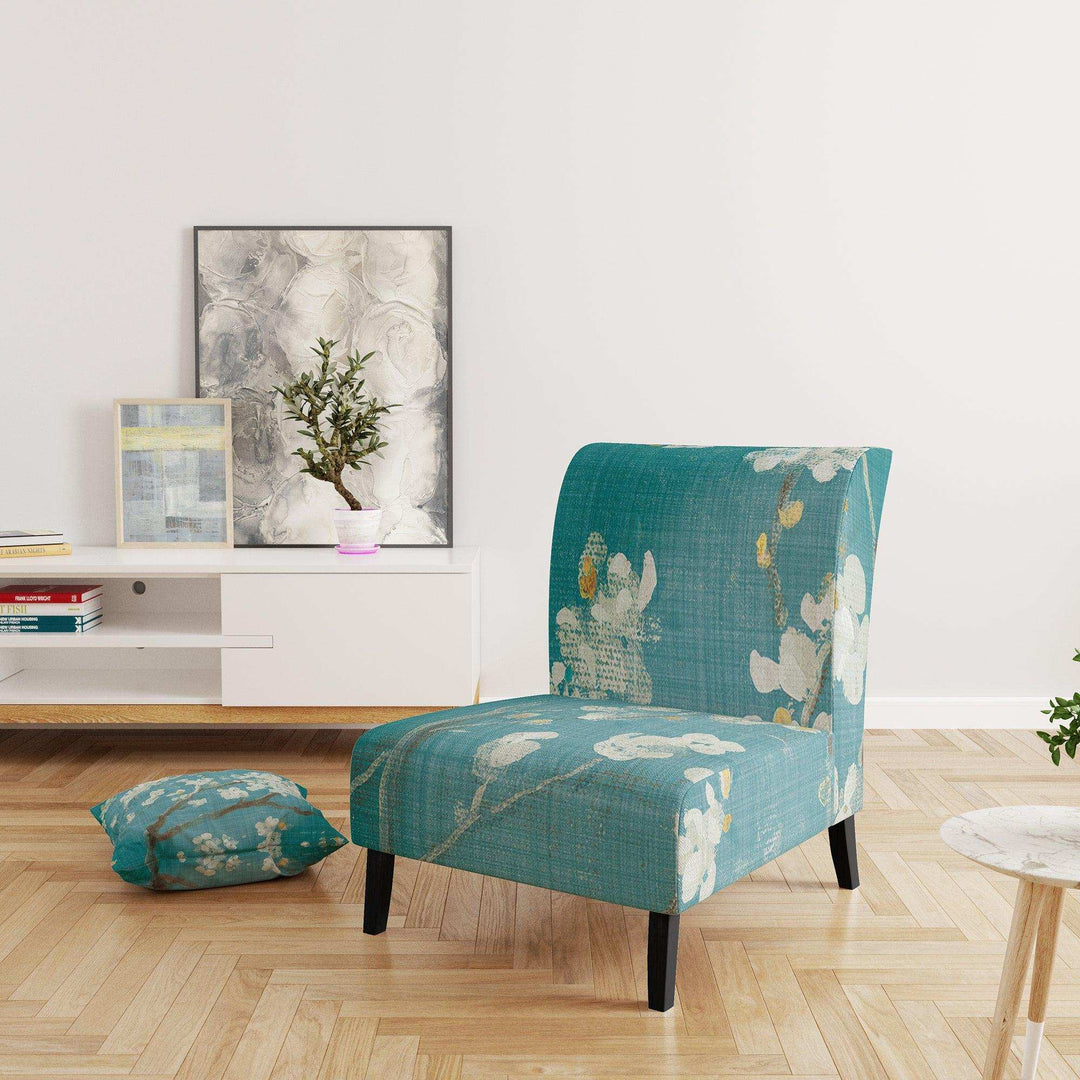 Blue Cherry Blossoms II Cabin &amp; Lodge Accent Chair