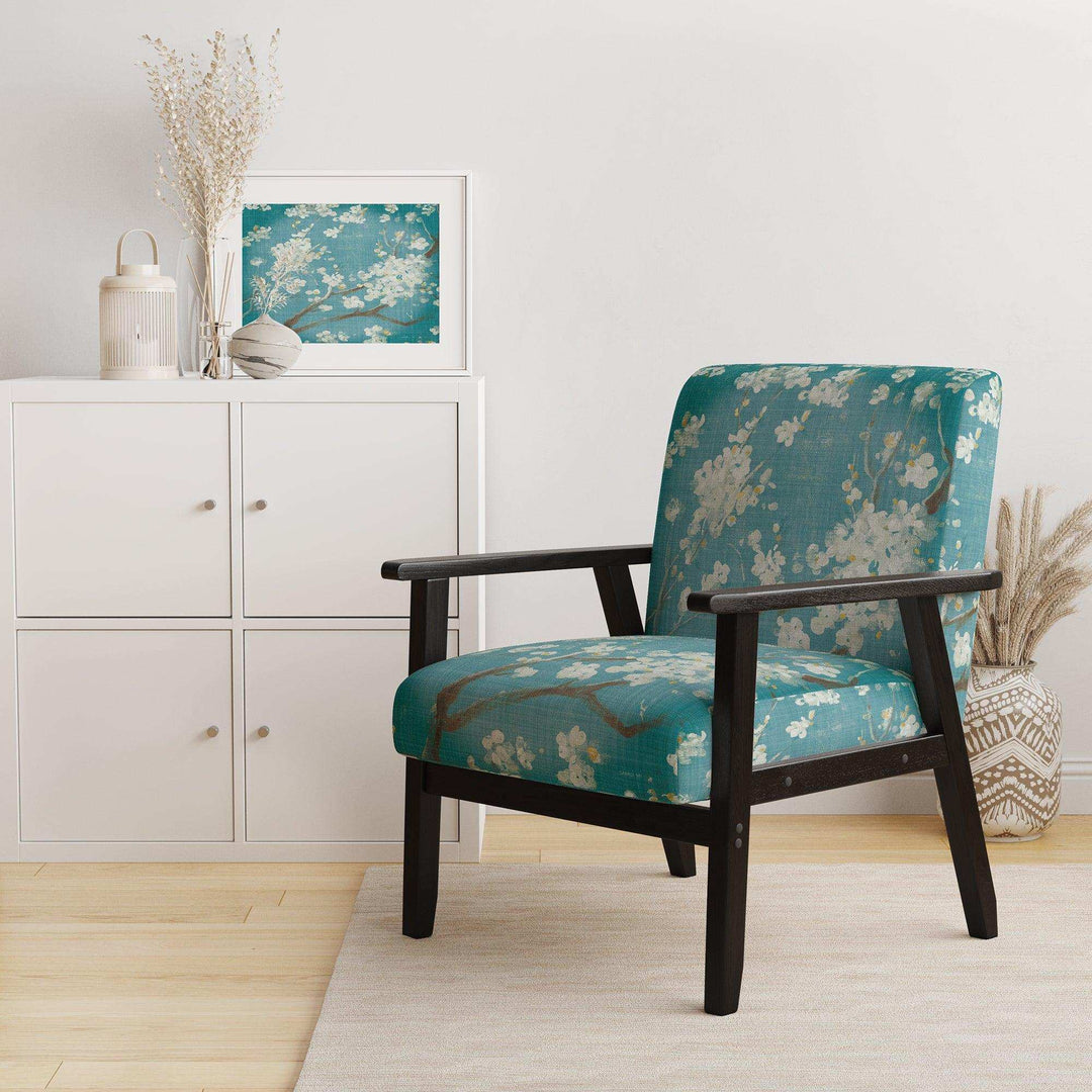 Blue Cherry Blossoms II Cabin &amp; Lodge Accent Chair