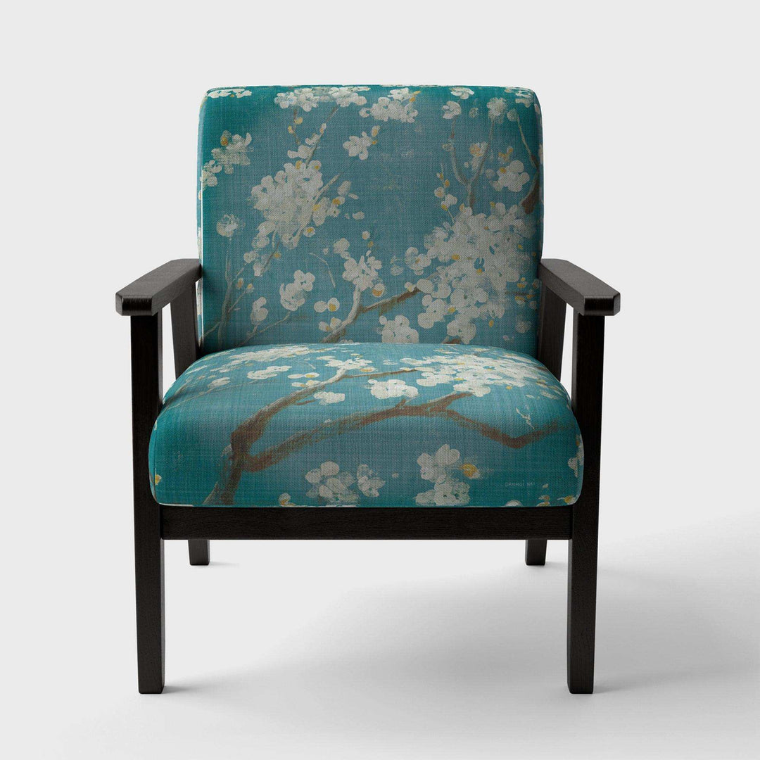 Blue Cherry Blossoms II Cabin &amp; Lodge Accent Chair
