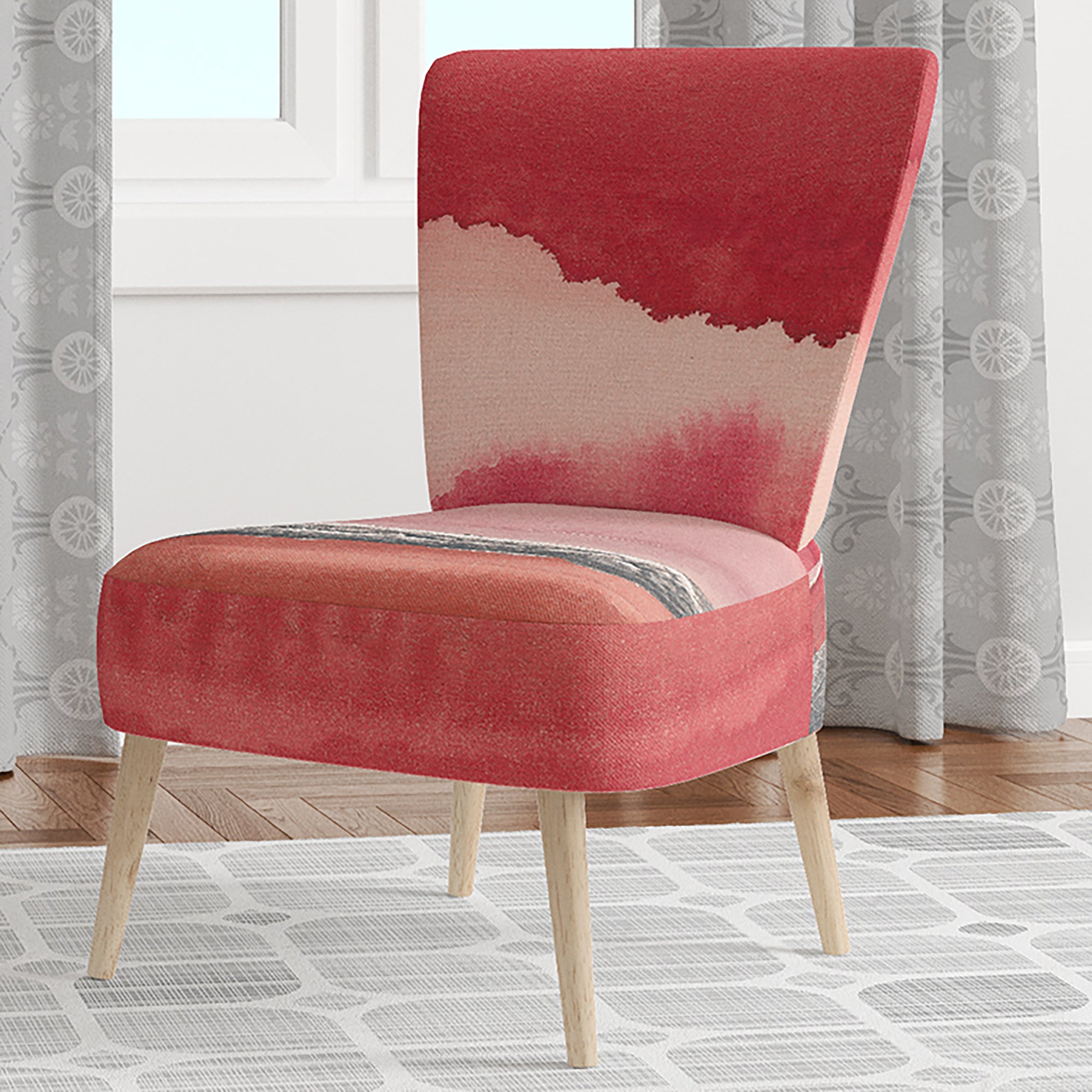 Metallic Glam on Red Modern Glam Accent Chair