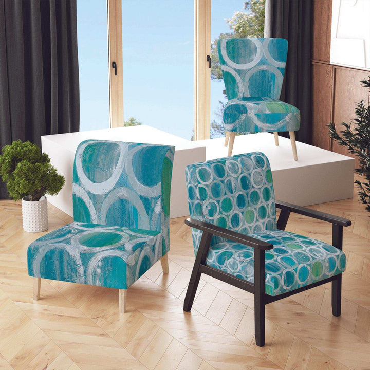 Natural Blue Circle Modern Accent Chair